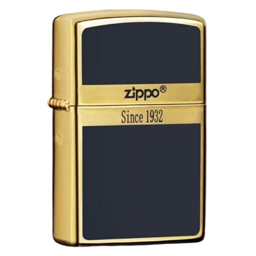 Zippo Gold-plated Blue Enamel Logo Zippo 1932 Design - 2GBLE