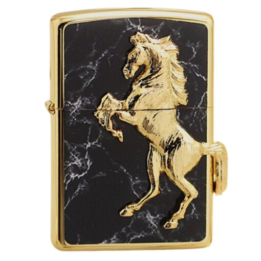 Zippo Golden Horse Black Marble Winning Winny - ZA-5-3M