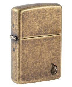 Zippo Armor Deep Carved Flame Antique Brass - 46400