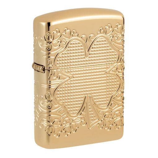 Zippo Lucky Clover Armor MultiCut High Polish Gold Plate - 46301 - Hình ảnh 2