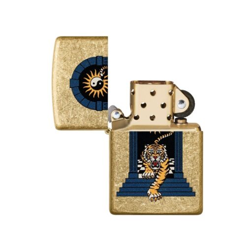 Zippo Tiger Tattoo Design Tumbled Brass - 48613 - Hình ảnh 2