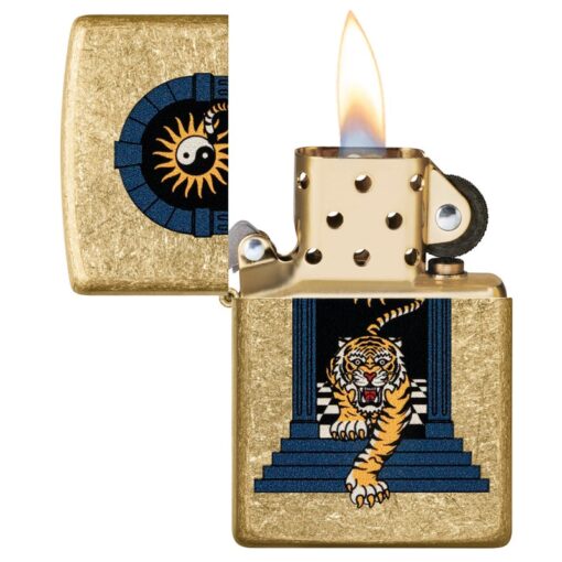 Zippo Tiger Tattoo Design Tumbled Brass - 48613 - Hình ảnh 3