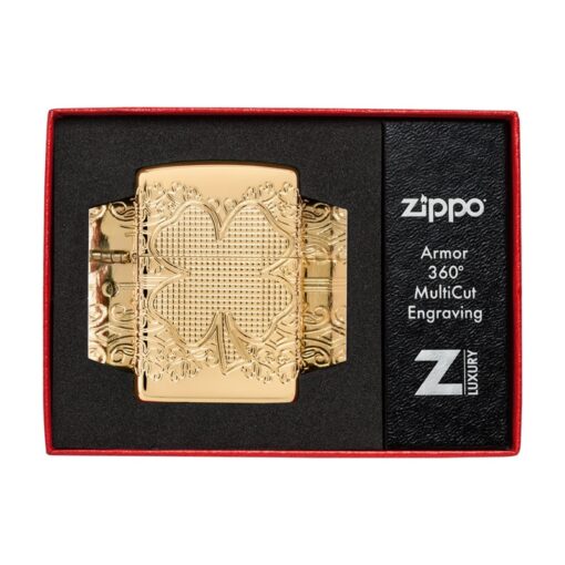 Zippo Lucky Clover Armor MultiCut High Polish Gold Plate - 46301 - Hình ảnh 9