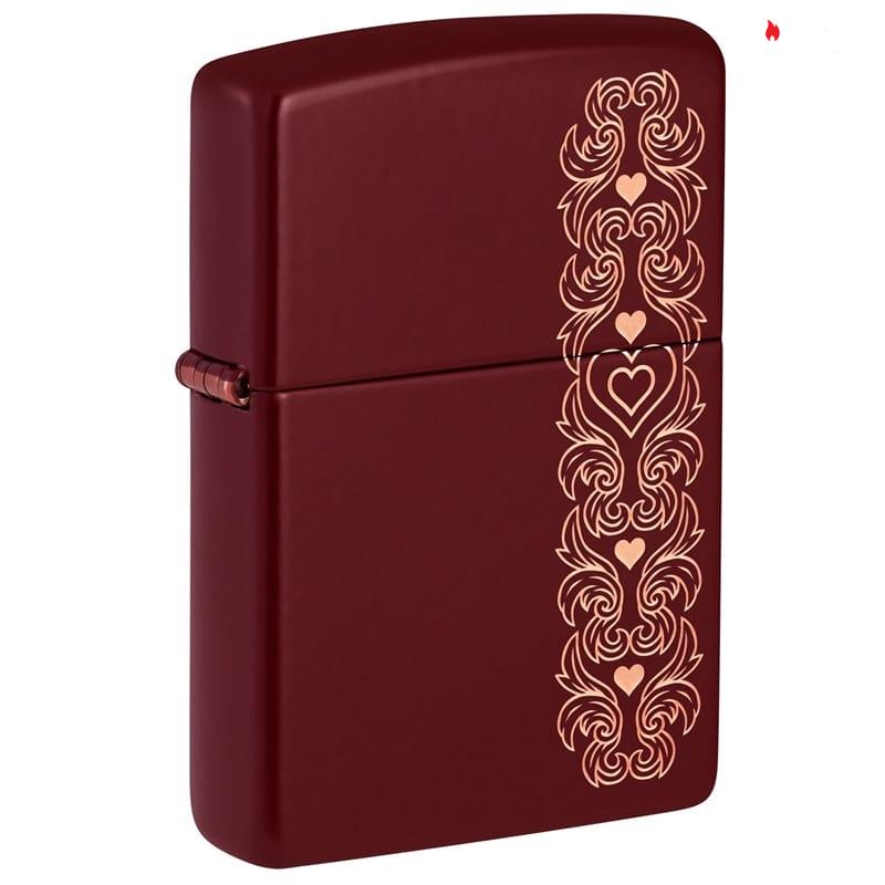 Zippo Heart Garland Engraved Merlot - 46296