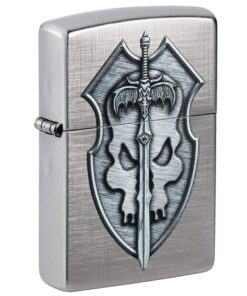 Zippo Medieval Skull Crest Linen Weave - 48372