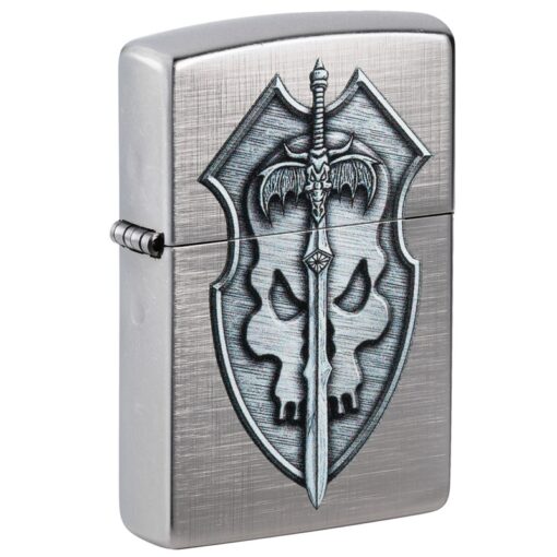 Zippo Medieval Skull Crest Linen Weave - 48372