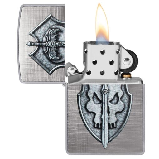 Zippo Medieval Skull Crest Linen Weave - 48372 - Hình ảnh 4