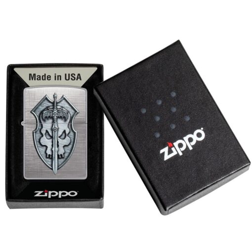 Zippo Medieval Skull Crest Linen Weave - 48372 - Hình ảnh 6