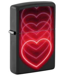 Zippo Black Light Hearts Design Black Matte - 48593