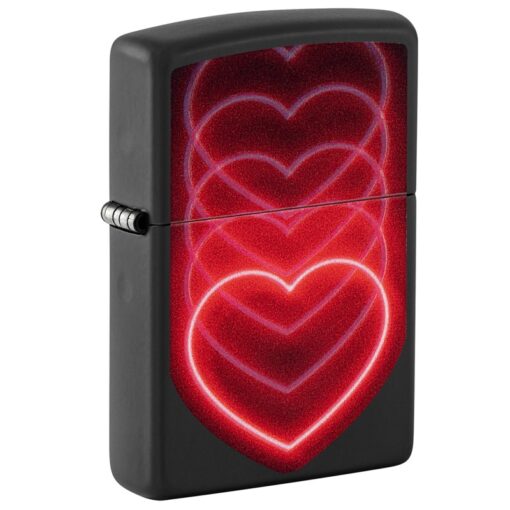 Zippo Black Light Hearts Design Black Matte - 48593