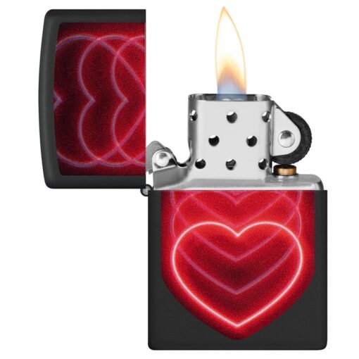 Zippo Black Light Hearts Design Black Matte - 48593 - Hình ảnh 5