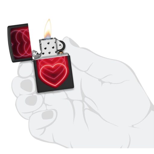 Zippo Black Light Hearts Design Black Matte - 48593 - Hình ảnh 6