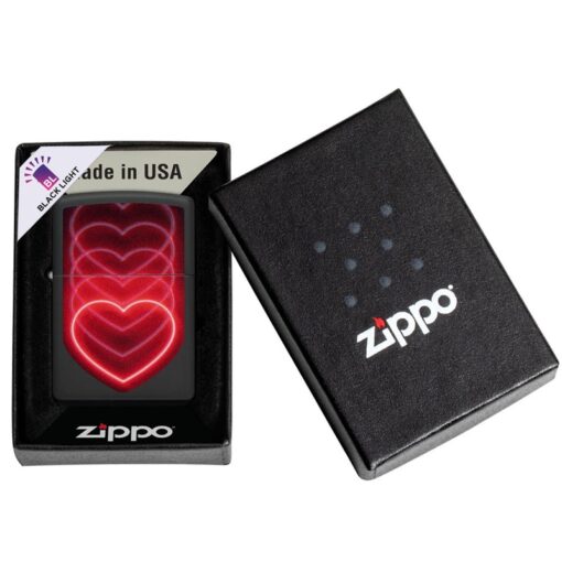 Zippo Black Light Hearts Design Black Matte - 48593 - Hình ảnh 7