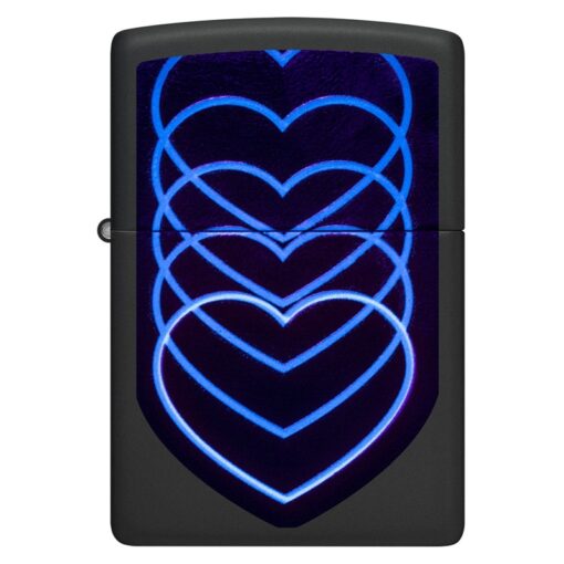 Zippo Black Light Hearts Design Black Matte - 48593 - Hình ảnh 4