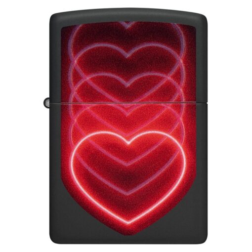 Zippo Black Light Hearts Design Black Matte - 48593 - Hình ảnh 3