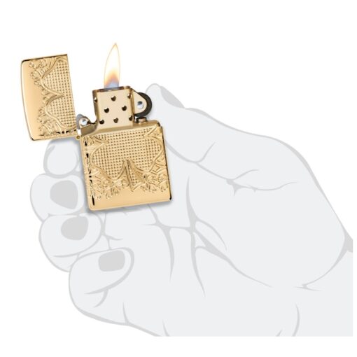 Zippo Lucky Clover Armor MultiCut High Polish Gold Plate - 46301 - Hình ảnh 8