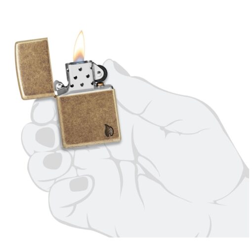 Zippo Armor Deep Carved Flame Antique Brass - 46400 - Hình ảnh 5