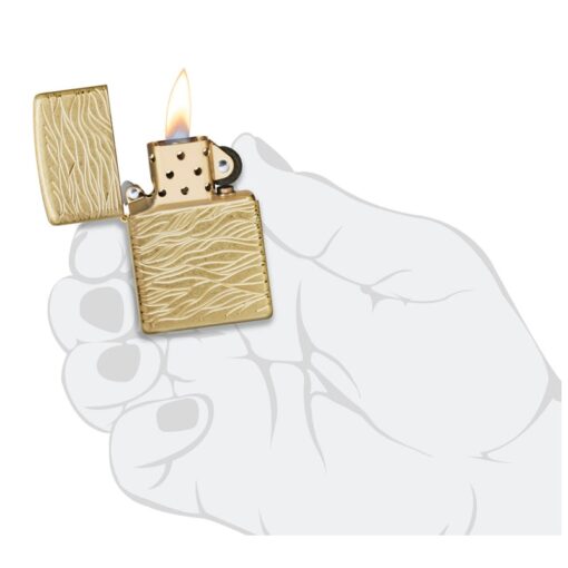 Zippo Armor Luxury Waves MultiCut Tumbled Brass - 46273 - Hình ảnh 8