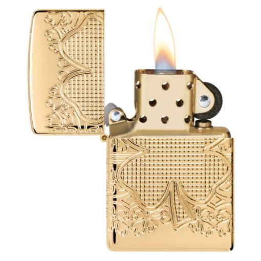 Zippo Lucky Clover Armor MultiCut High Polish Gold Plate - 46301 - Hình ảnh 6