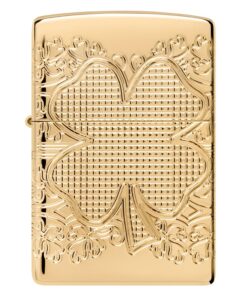 Zippo Lucky Clover Armor MultiCut High Polish Gold Plate - 46301