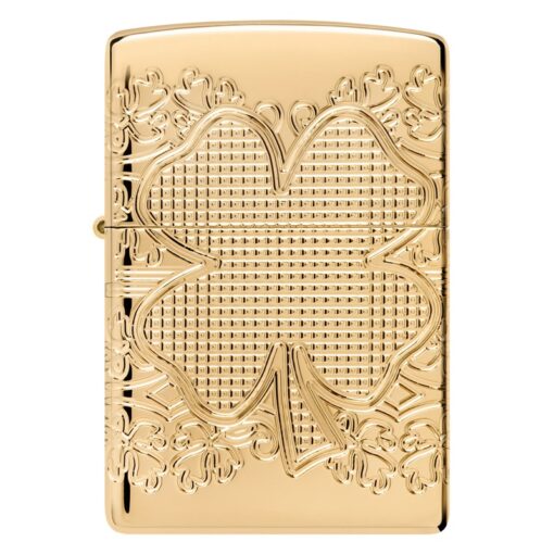 Zippo Lucky Clover Armor MultiCut High Polish Gold Plate - 46301