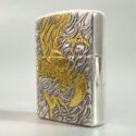 Zippo Two-Tone Silver Plate Golden Dragon of the Tempest Winds - OD06