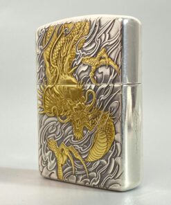 Zippo Two-Tone Silver Plate Golden Dragon of the Tempest Winds - OD06