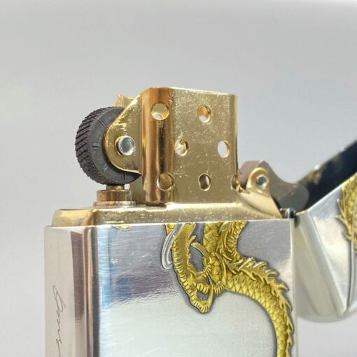 Zippo Two-Tone Silver Plate Golden Dragon of the Tempest Winds - OD06 - Hình ảnh 4