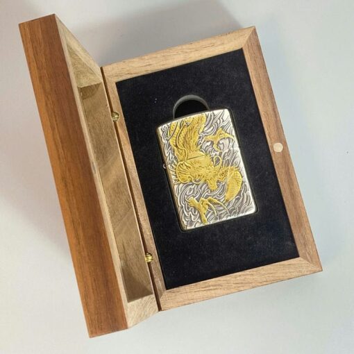 Zippo Two-Tone Silver Plate Golden Dragon of the Tempest Winds - OD06 - Hình ảnh 7