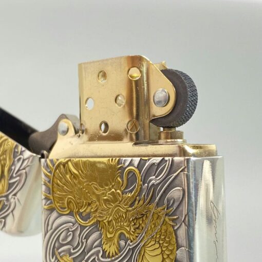 Zippo Two-Tone Silver Plate Golden Dragon of the Tempest Winds - OD06 - Hình ảnh 5