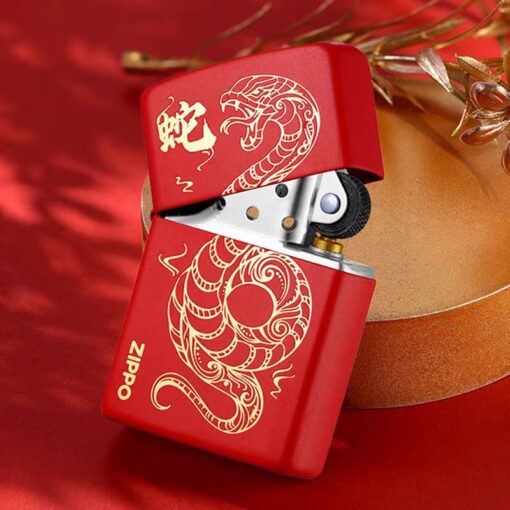 Zippo Deep Carved Auspicious Snake Red matte - 233SNAKE - Hình ảnh 2