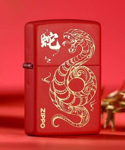 Zippo Deep Carved Auspicious Snake Red matte - 233SNAKE