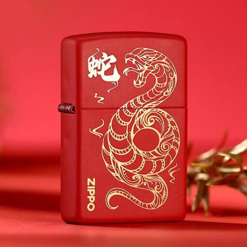 Zippo Deep Carved Auspicious Snake Red matte - 233SNAKE