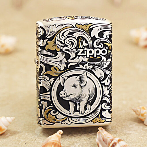 Zippo 12 con giáp cao cấp năm Hợi – Lợn 12.12CC