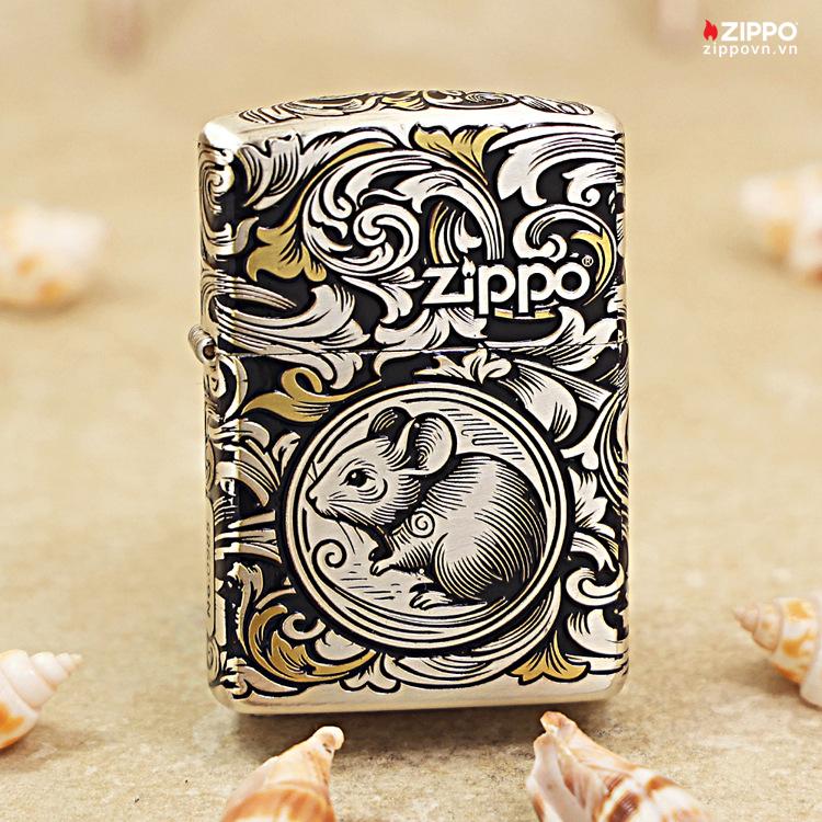 Zippo 12 con giáp cao cấp năm Tí – Chuột 12.1CC