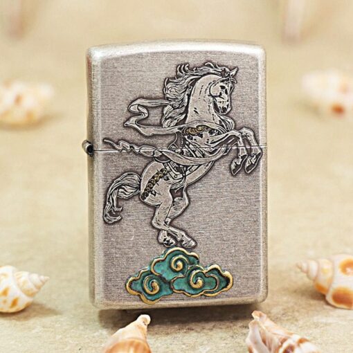 Zippo Antique Silver Plate Zodiac Horse - OD19 - Hình ảnh 2
