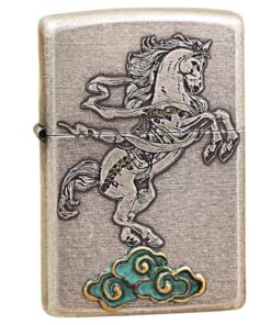 Zippo Antique Silver Plate Zodiac Horse - OD19