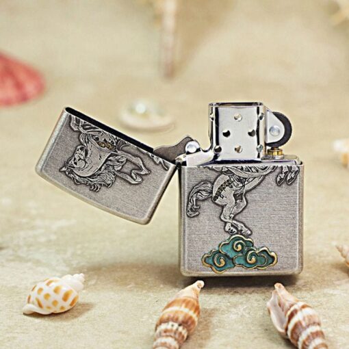 Zippo Antique Silver Plate Zodiac Horse - OD19 - Hình ảnh 4