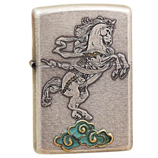 Zippo Antique Silver Plate Zodiac Horse - OD19