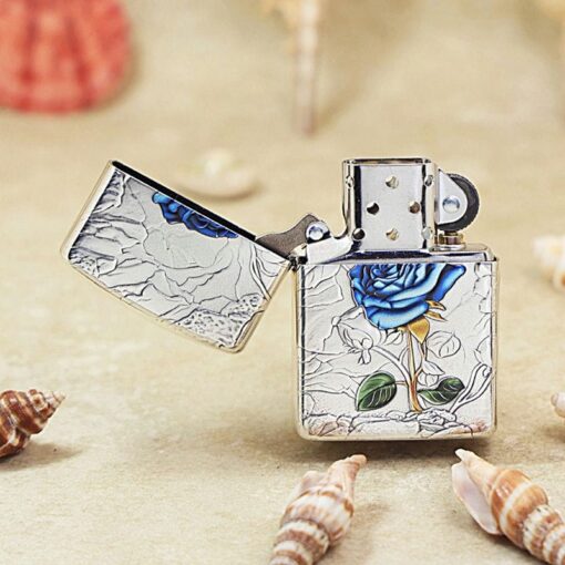 Zippo Silver Plated Enchantress Blue Rose - OD18 - Hình ảnh 4