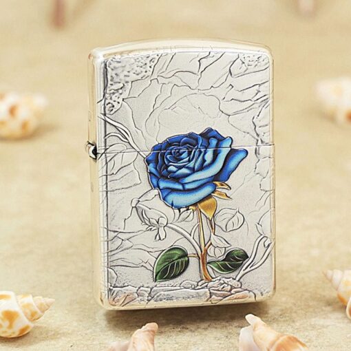 Zippo Silver Plated Enchantress Blue Rose - OD18 - Hình ảnh 2