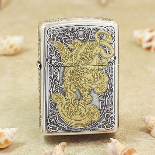 Zippo Silver Plated Two-Tone Lucky Pixiu - OD20 - Hình ảnh 2