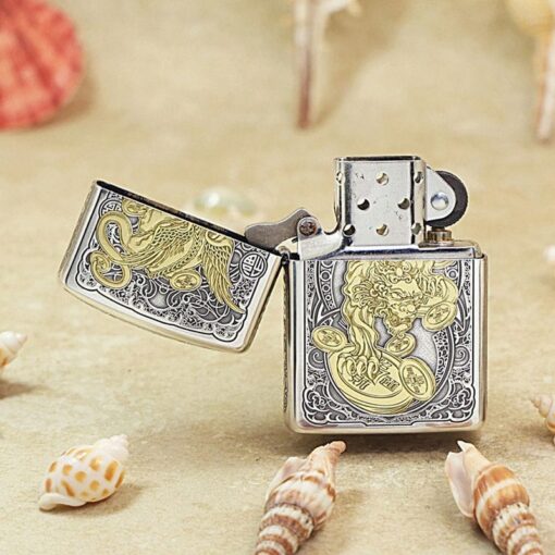 Zippo Silver Plated Two-Tone Lucky Pixiu - OD20 - Hình ảnh 4