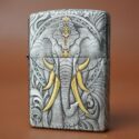 Zippo Silver Plated Two-Tone Six-tusk Elephant - OD23