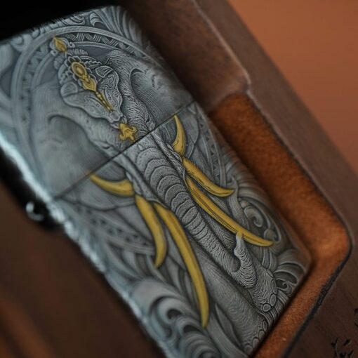 Zippo Silver Plated Two-Tone Six-tusk Elephant - OD23 - Hình ảnh 12