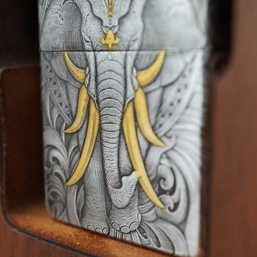 Zippo Silver Plated Two-Tone Six-tusk Elephant - OD23 - Hình ảnh 5