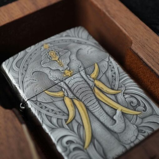 Zippo Silver Plated Two-Tone Six-tusk Elephant - OD23 - Hình ảnh 10