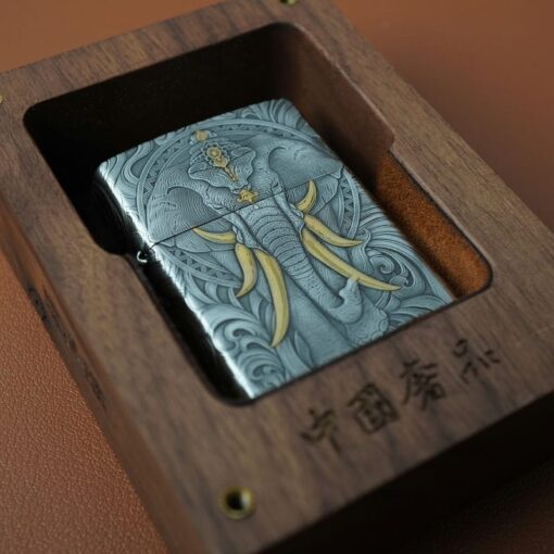 Zippo Silver Plated Two-Tone Six-tusk Elephant - OD23 - Hình ảnh 11
