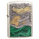 Zippo Smoked Silver Gold-plated Fish Leaping into the Dragon Gate - OD17