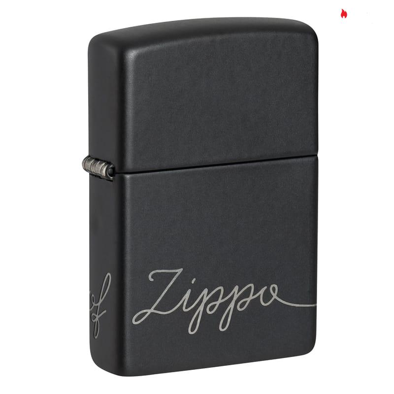 Zippo Cursive Zippo Design Black Matte - 48979